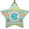 Abstract Teal Stripes Ceramic Flat Ornament - Star (Front)