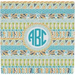 Abstract Teal Stripes Ceramic Tile Hot Pad (Personalized)