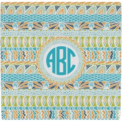 Abstract Teal Stripes Ceramic Tile Hot Pad (Personalized)