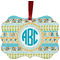 Abstract Teal Stripes Christmas Ornament (Front View)