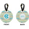 Abstract Teal Stripes Circle Luggage Tag (Front + Back)