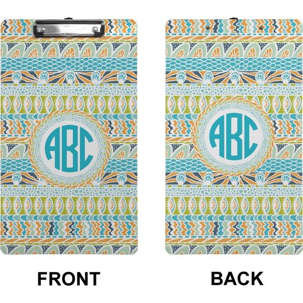 Abstract Teal Stripes Clipboard (Legal) (Front + Back)