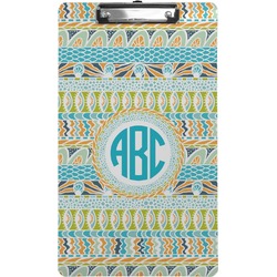 Abstract Teal Stripes Clipboard (Legal Size) (Personalized)