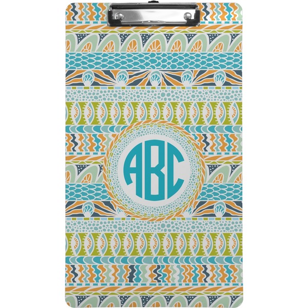 Abstract Teal Stripes Clipboard (Legal)