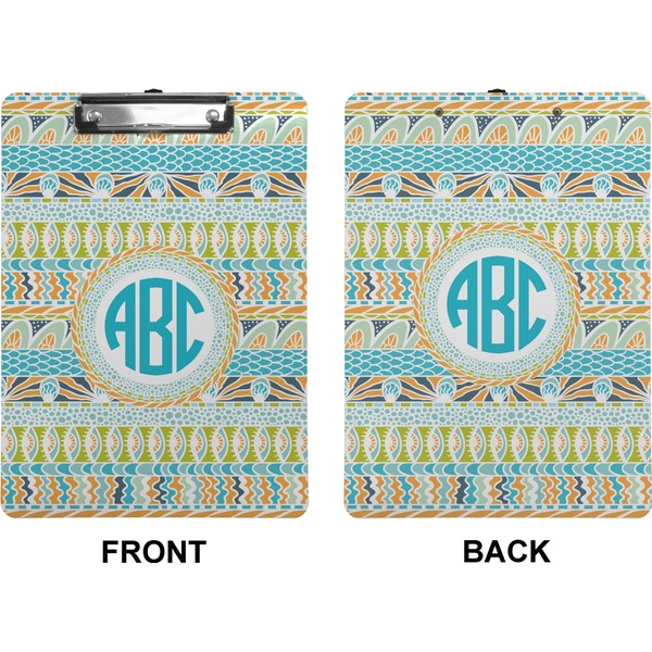 Abstract Teal Stripes Clipboard (Letter) (Front + Back)