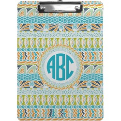 Abstract Teal Stripes Clipboard (Personalized)