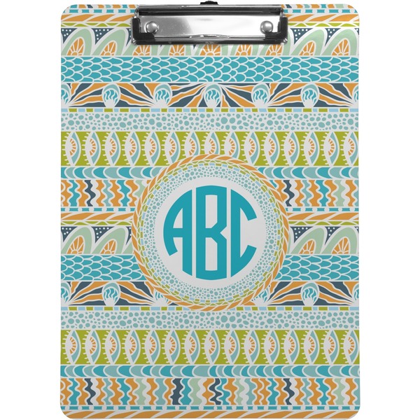 Custom Abstract Teal Stripes Clipboard (Letter Size) (Personalized)