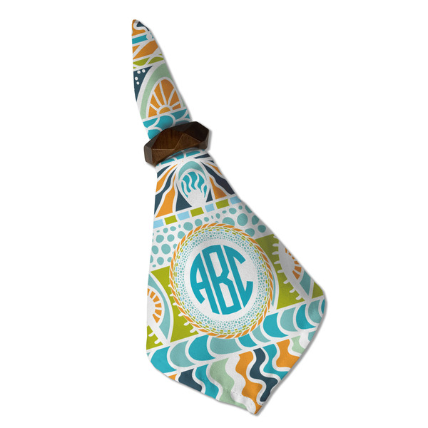 Abstract Teal Stripes Cloth Napkins - Personalized Dinner (Folded in Ring) (MAIN)