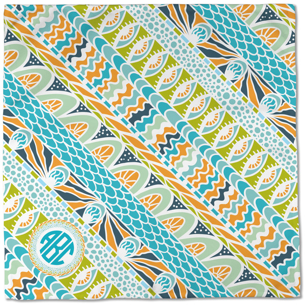 Abstract Teal Stripes Cloth Napkins - Personalized Dinner (Full Open)