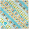 Abstract Teal Stripes Cloth Napkins - Personalized Dinner (Full Open)