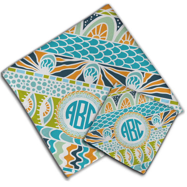 Abstract Teal Stripes Cloth Napkins - Personalized Lunch & Dinner (PARENT MAIN)