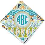 Abstract Teal Stripes Cloth Napkin w/ Monogram
