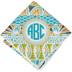 Abstract Teal Stripes Cloth Napkin w/ Monogram