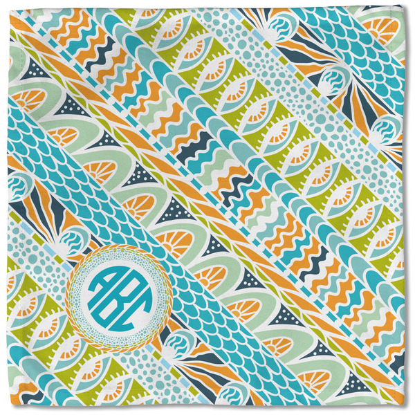 Abstract Teal Stripes Cloth Napkins - Personalized Lunch (Single Full Open)