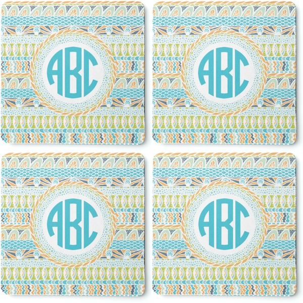 Abstract Teal Stripes Coaster Rubber Back - Apvl