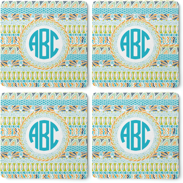 Abstract Teal Stripes Coaster Rubber Back - Apvl