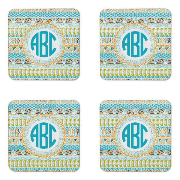 Abstract Teal Stripes Coaster Set - APPROVAL