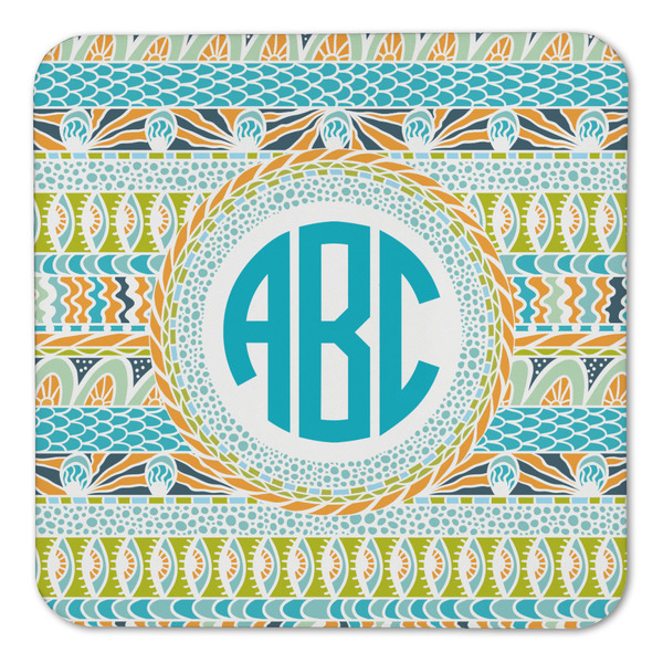Abstract Teal Stripes Coaster Set - FRONT (one)