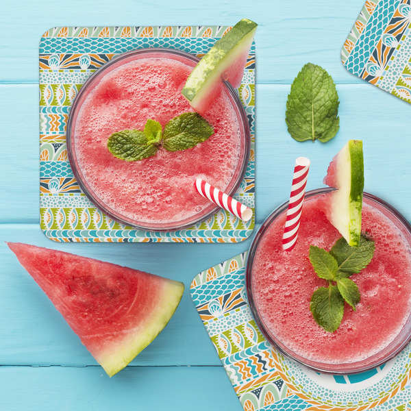 Abstract Teal Stripes Coaster Set - LIFESTYLE