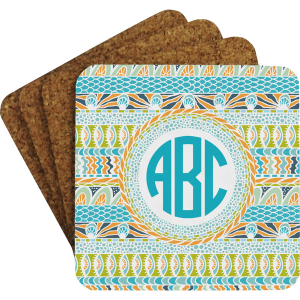 Abstract Teal Stripes Coaster Set (Personalized)