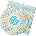 Abstract Teal Stripes Rubber Backed Coaster (Personalized)