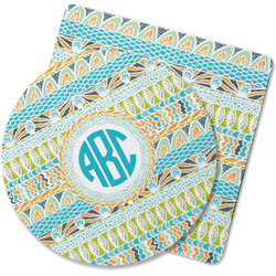 Abstract Teal Stripes Rubber Backed Coaster (Personalized)