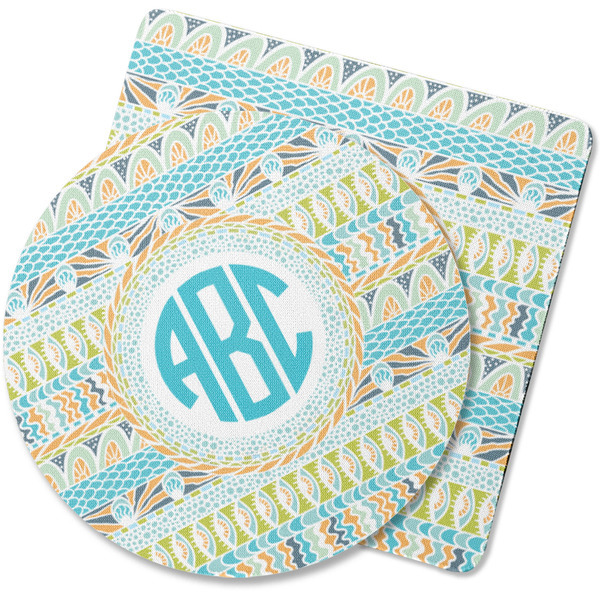 Custom Abstract Teal Stripes Rubber Backed Coaster (Personalized)