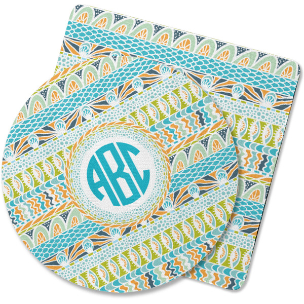Custom Abstract Teal Stripes Rubber Backed Coaster (Personalized)