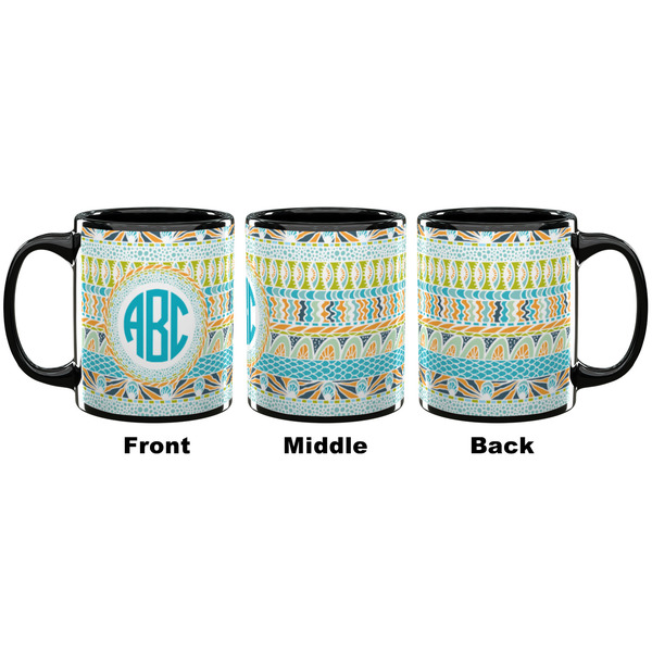 Abstract Teal Stripes Coffee Mug - 11 oz - Black APPROVAL