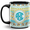 Abstract Teal Stripes Coffee Mug - 11 oz - Full- Black