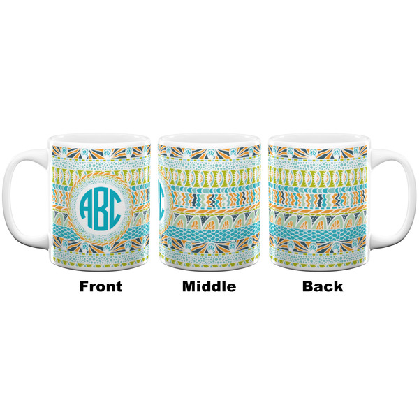 Abstract Teal Stripes Coffee Mug - 11 oz - White APPROVAL