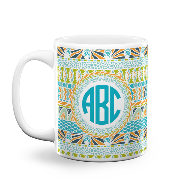 Custom Abstract Teal Stripes Coffee Mug (Personalized)