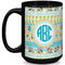 Abstract Teal Stripes Coffee Mug - 15 oz - Black Full