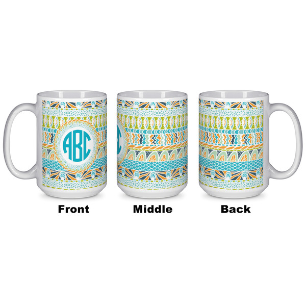 Abstract Teal Stripes Coffee Mug - 15 oz - White APPROVAL