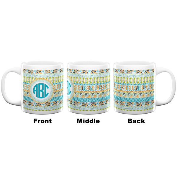 Abstract Teal Stripes Coffee Mug - 20 oz - White APPROVAL