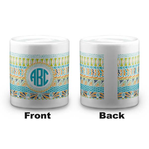 Abstract Teal Stripes Coin Bank - Apvl