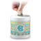 Abstract Teal Stripes Coin Bank (Personalized)