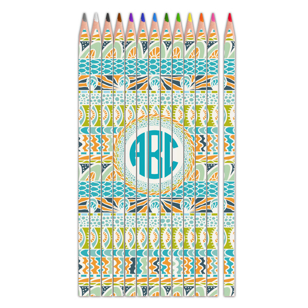 Custom Abstract Teal Stripes Colored Pencils (Personalized)
