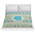 Abstract Teal Stripes Comforter - King (Personalized)