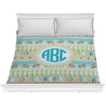 Abstract Teal Stripes Comforter - King (Personalized)