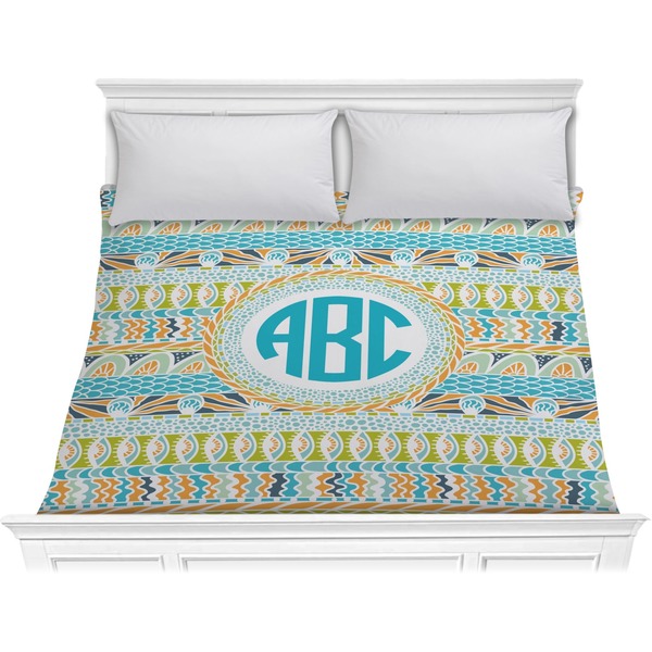 Custom Abstract Teal Stripes Comforter - King (Personalized)