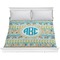 Abstract Teal Stripes Comforter - King (Personalized)