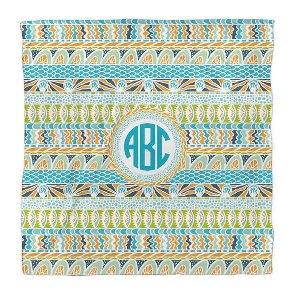 Abstract Teal Stripes Comforter - Queen - Front