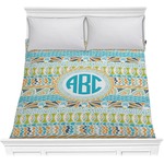 Abstract Teal Stripes Comforter - Full / Queen (Personalized)