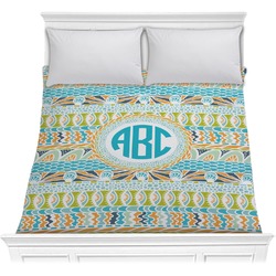 Abstract Teal Stripes Comforter - Full / Queen (Personalized)