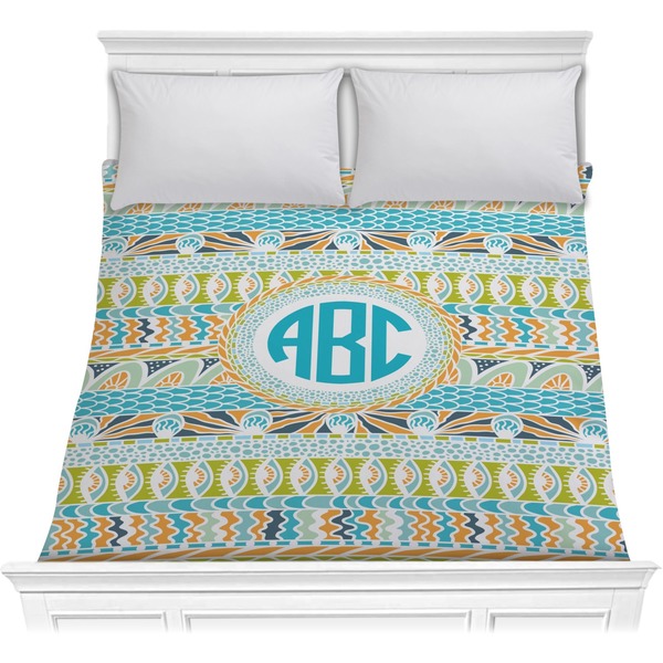 Custom Abstract Teal Stripes Comforter - Full / Queen (Personalized)