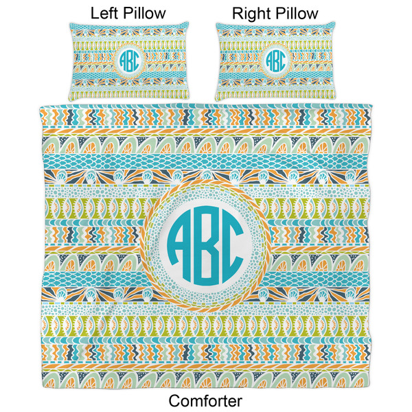 Abstract Teal Stripes Comforter Set - King - Approval