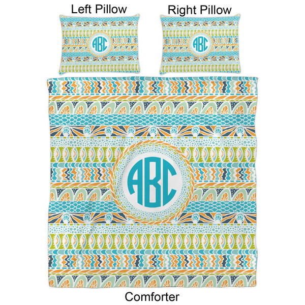 Abstract Teal Stripes Comforter Set - Queen - Approval