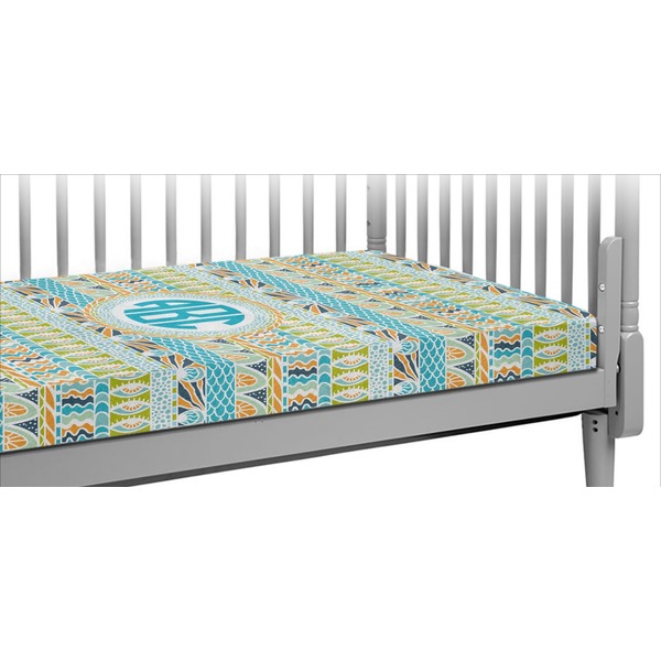 Custom Abstract Teal Stripes Crib Fitted Sheet (Personalized)