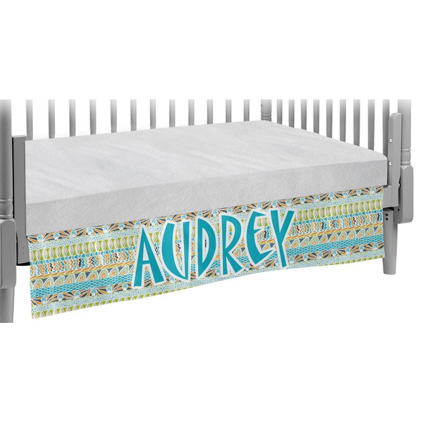 Custom Abstract Teal Stripes Crib Skirt (Personalized)